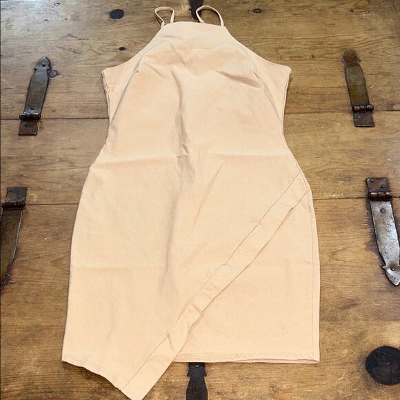The Vintage Shop Asymmetrical Tan Dress Size Large - Picture 2 of 6